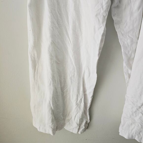 Chico's White Linen Wide Leg Pants Lagenlook Size 3 Large - Picture 8 of 9